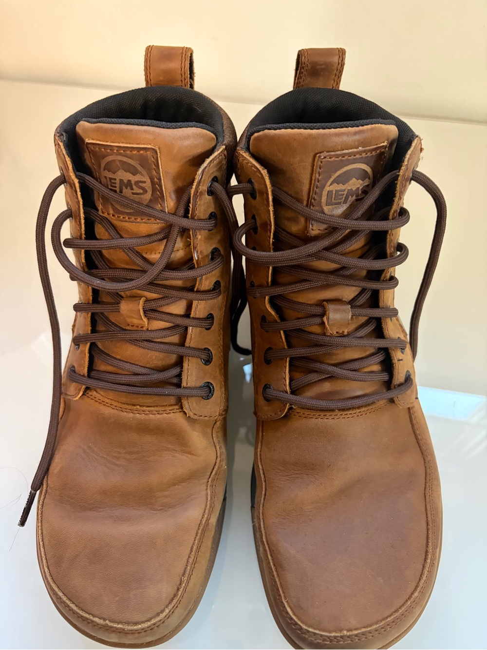 Lems Boulder Summit Waterproof work Men's Tan Leather Lace-Up Boots
